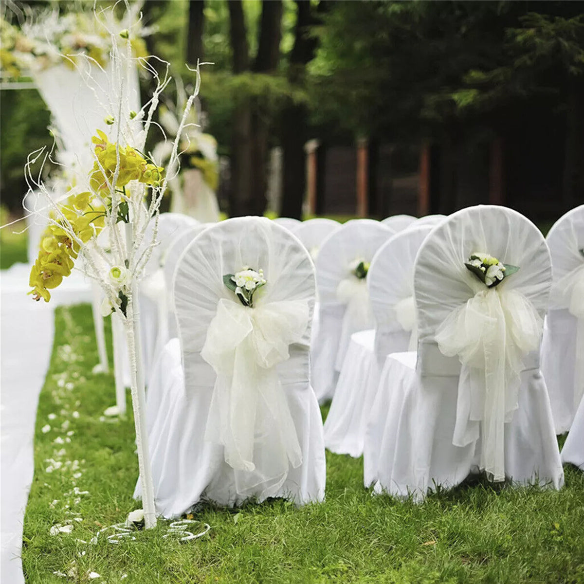 2pcs Pleated Chair Skirt Covers for Hotel Banquet Events