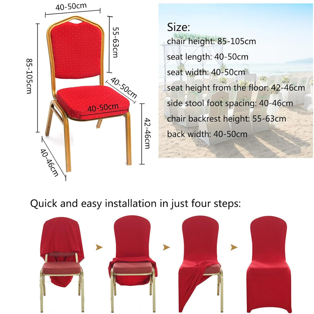 4 Pcs Universal Elastic Chair Covers for Banquet Decor