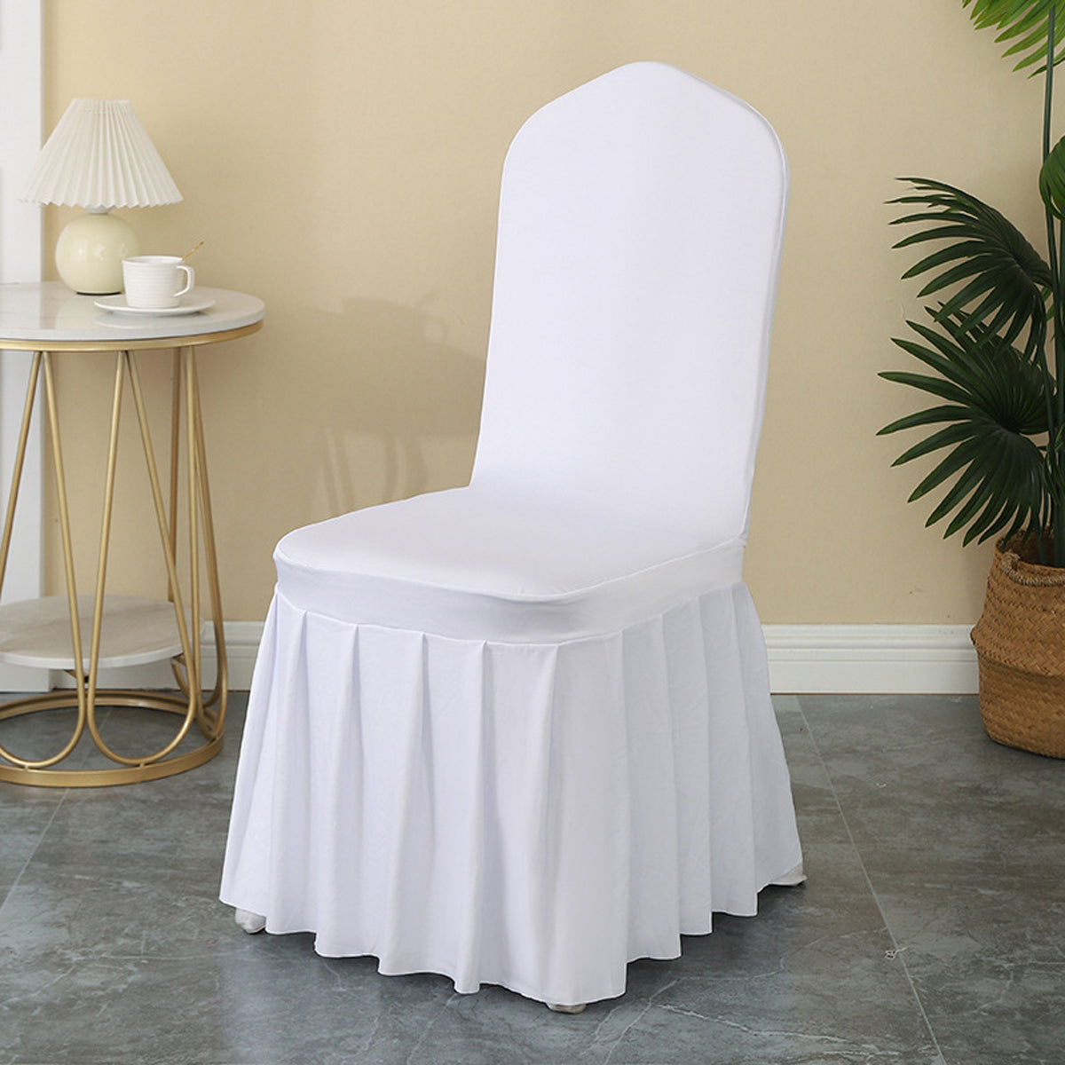 2pcs Pleated Chair Skirt Covers for Hotel Banquet Events