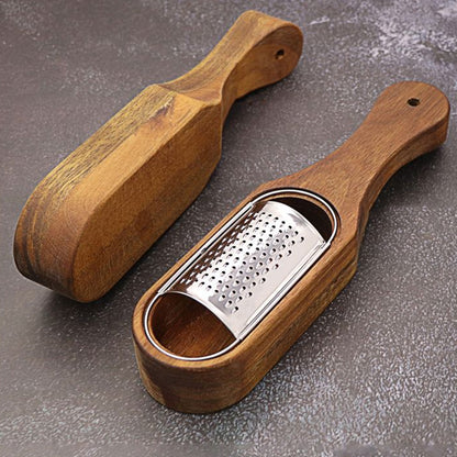 Premium Stainless Steel Cheese Grater with Acacia Wood Handle Scraper Planer AU