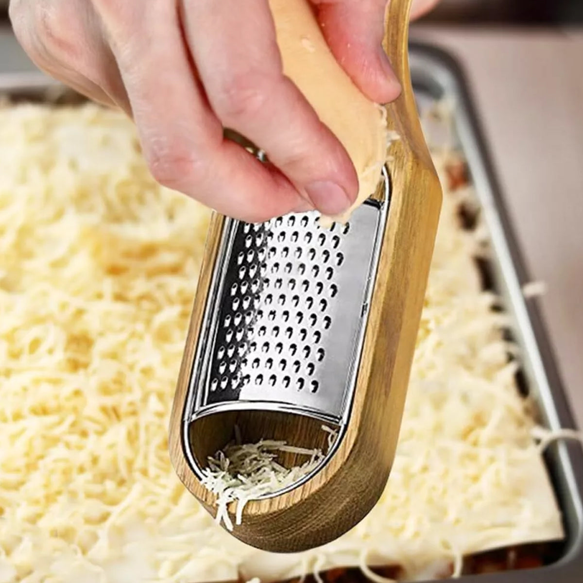 Premium Stainless Steel Cheese Grater with Acacia Wood Handle Scraper Planer AU