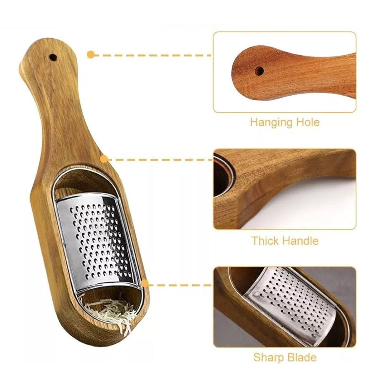Premium Stainless Steel Cheese Grater with Acacia Wood Handle Scraper Planer AU