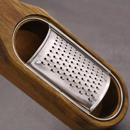 Premium Stainless Steel Cheese Grater with Acacia Wood Handle Scraper Planer AU