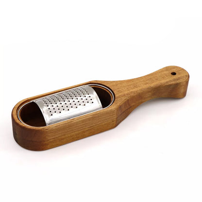 Premium Stainless Steel Cheese Grater with Acacia Wood Handle Scraper Planer AU