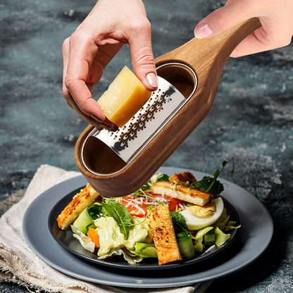 Premium Stainless Steel Cheese Grater with Acacia Wood Handle Scraper Planer AU