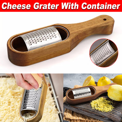 Premium Stainless Steel Cheese Grater with Acacia Wood Handle Scraper Planer AU
