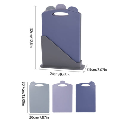 3pcs Classified Cutting Board Set With Storage Stand for Kitchen Prep