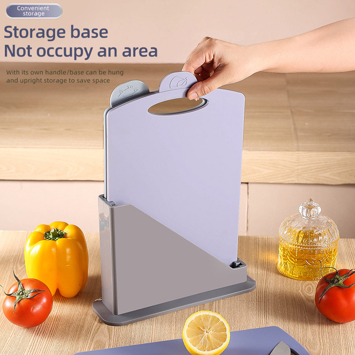 3pcs Classified Cutting Board Set With Storage Stand for Kitchen Prep