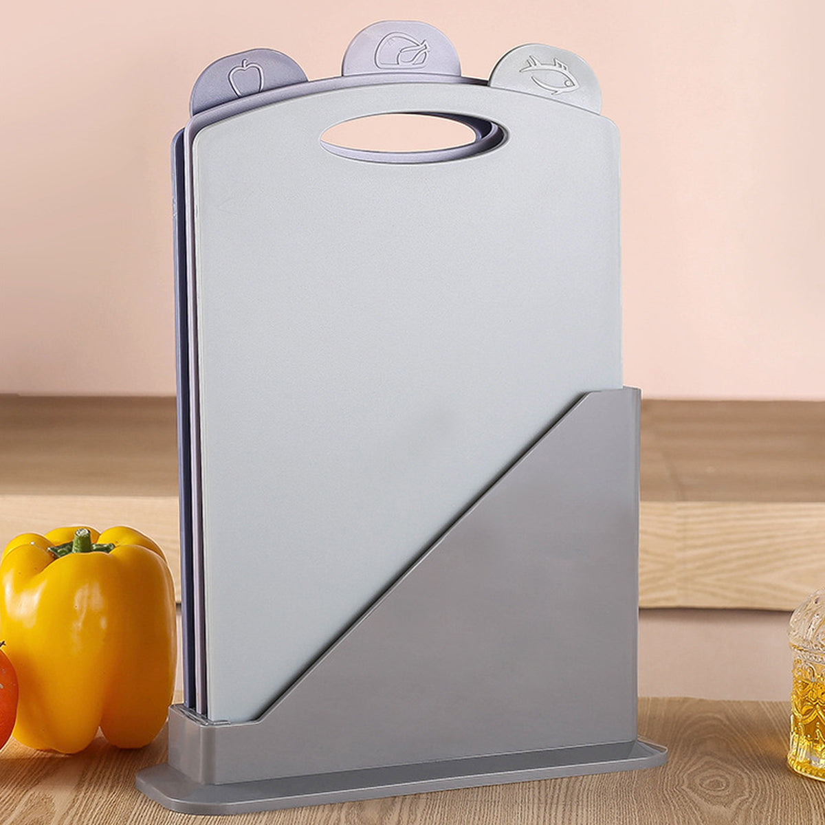 3pcs Classified Cutting Board Set With Storage Stand for Kitchen Prep