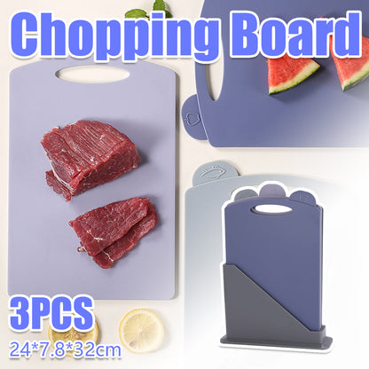 3pcs Classified Cutting Board Set With Storage Stand for Kitchen Prep