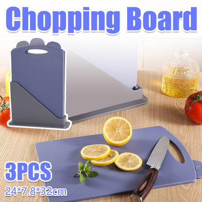 3pcs Classified Cutting Board Set With Storage Stand for Kitchen Prep