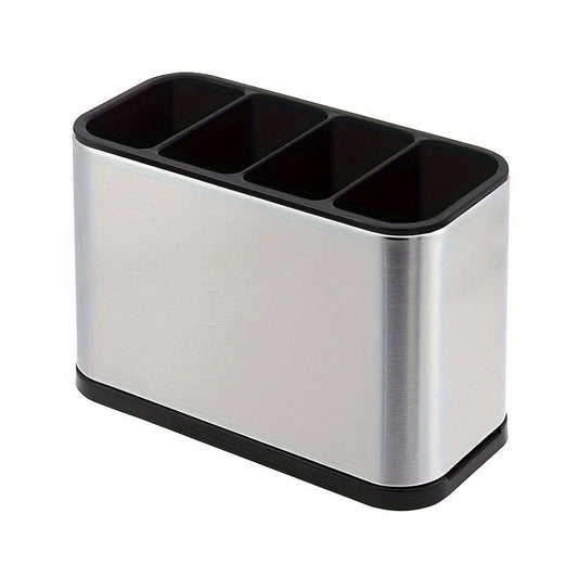 4 Compartments Stainless Steel Cutlery Holder Chopsticks Storage Organizer