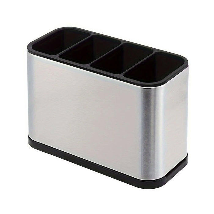 Steel Cutlery Holder with Four Compartments
