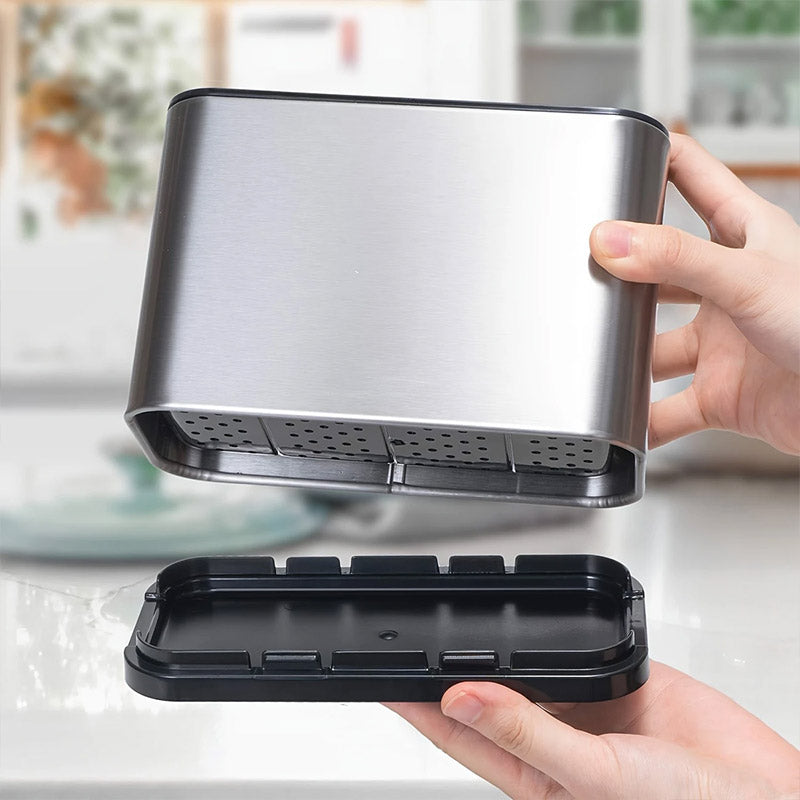 4 Compartments Stainless Steel Cutlery Holder Chopsticks Storage Organizer