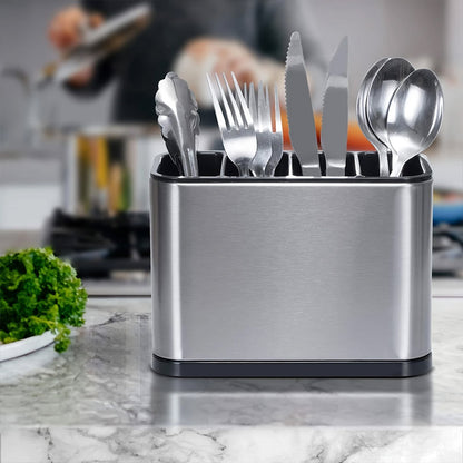 4 Compartments Stainless Steel Cutlery Holder Chopsticks Storage Organizer