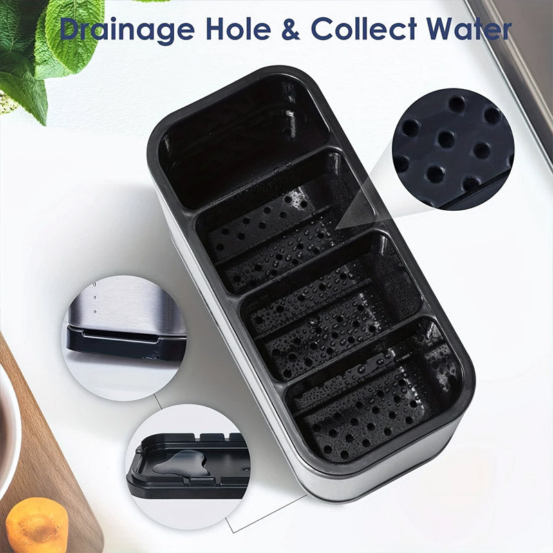 4 Compartments Stainless Steel Cutlery Holder Chopsticks Storage Organizer