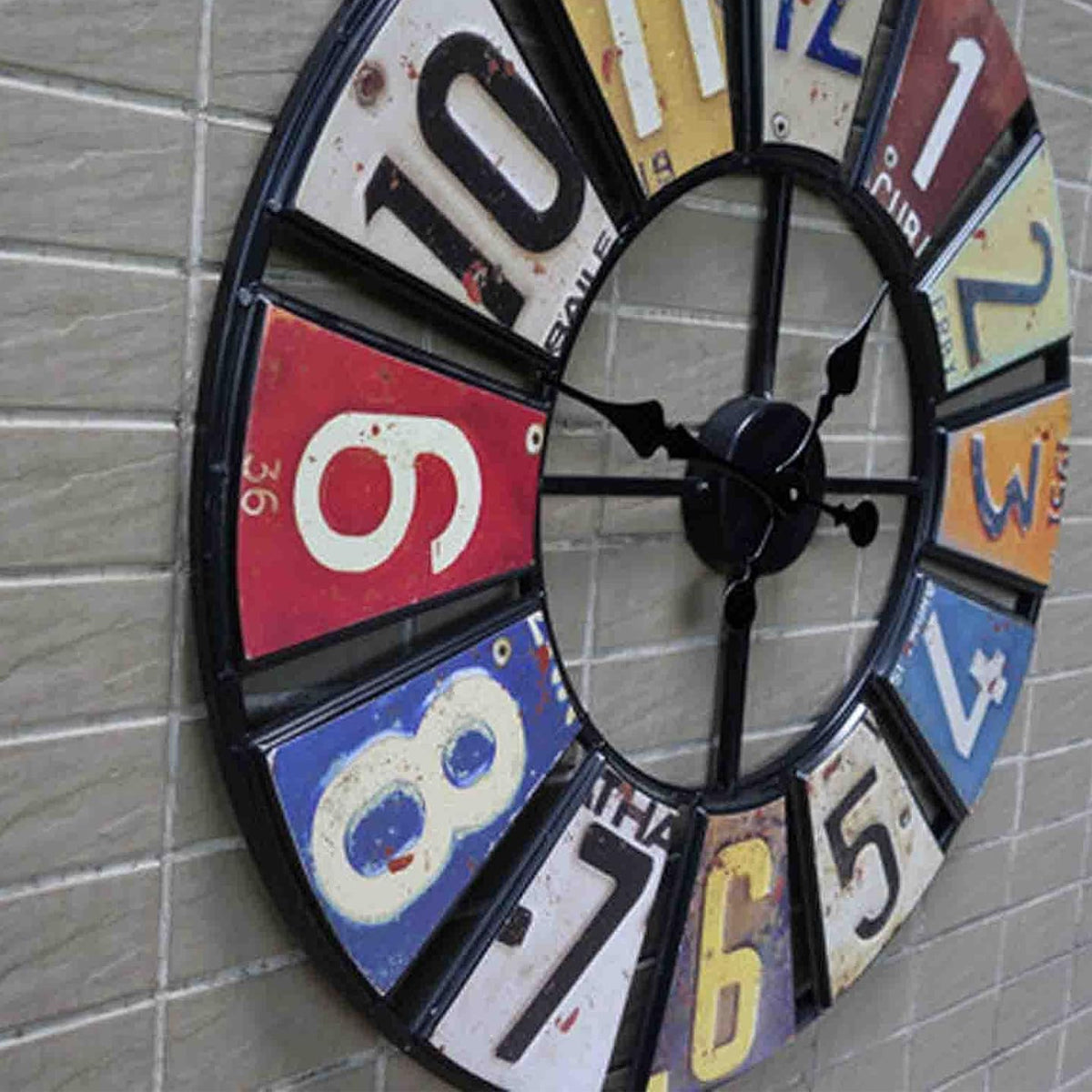 60cm Modern Multi-Coloured Round Metal Wall Clock Large Decorative Home Office