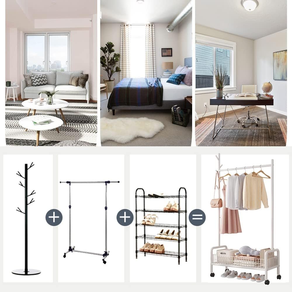 Simple Drying Rack Floor to Ceiling Indoor Hanging Clothes Rack for Bedroom Use