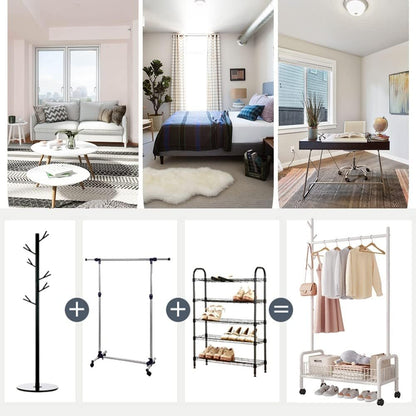 Simple Drying Rack Floor to Ceiling Indoor Hanging Clothes Rack for Bedroom Use