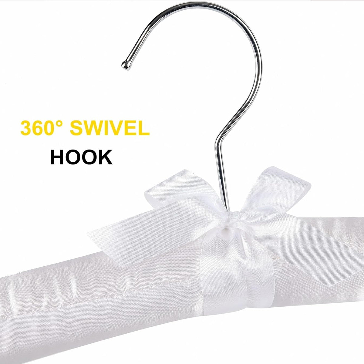 4pcs Silk Wrapped Fabric Clothes Hangers with Swivel Hook