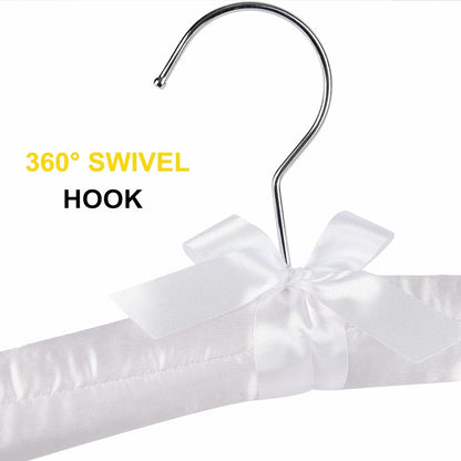 4pcs Silk Wrapped Fabric Clothes Hangers with Swivel Hook