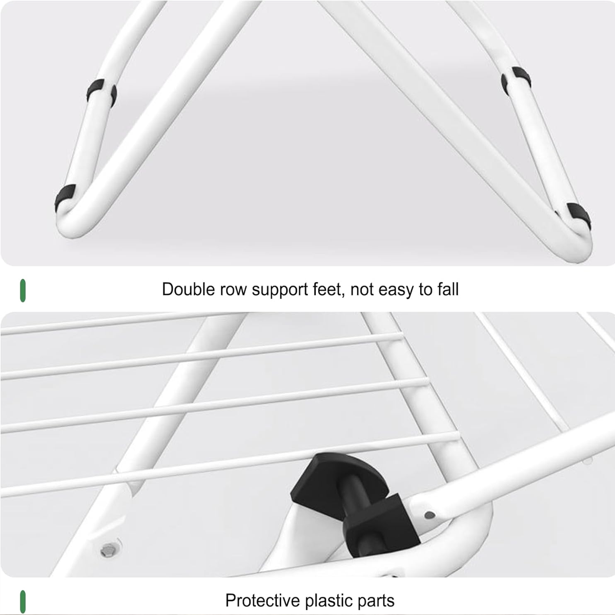Foldable Floor Standing Clothes Drying Rack 18 Rod Iron White