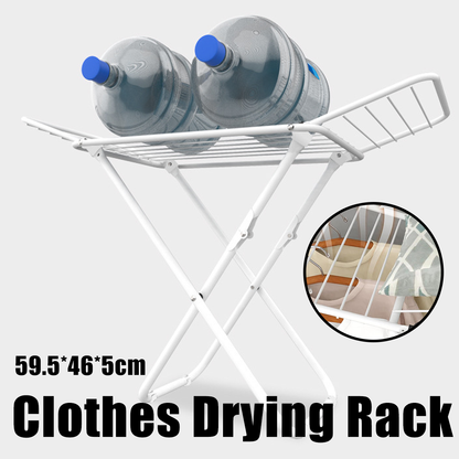 Foldable Floor Standing Clothes Drying Rack 18 Rod Iron White