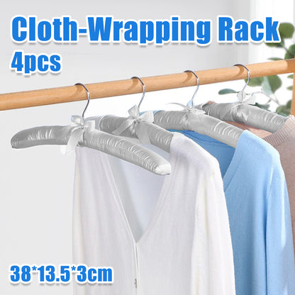 4pcs Silk Wrapped Fabric Clothes Hangers with Swivel Hook