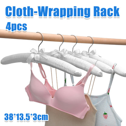 4pcs Silk Wrapped Fabric Clothes Hangers with Swivel Hook