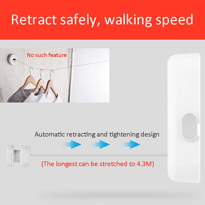 Retractable Indoor Clothesline 4.3m Stainless Steel Rope