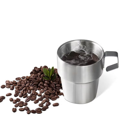6pcs Double Wall Stainless Steel Coffee Mugs with Holder