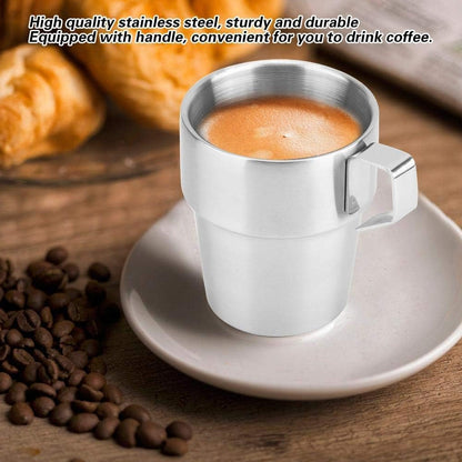 6pcs Double Wall Stainless Steel Coffee Mugs with Holder