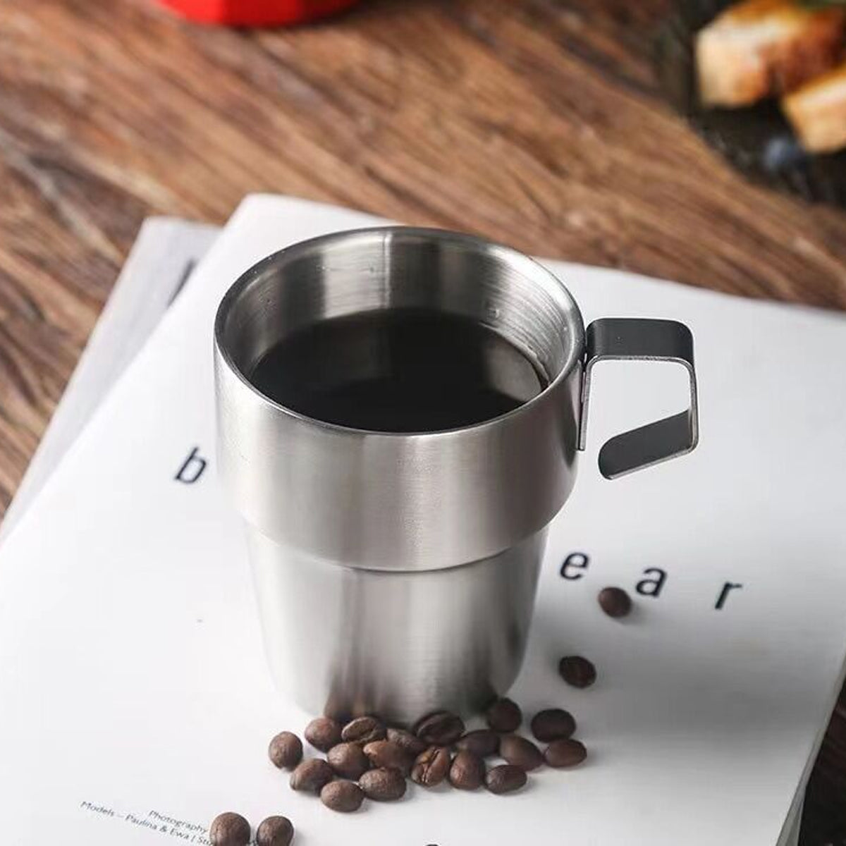 6pcs Double Wall Stainless Steel Coffee Mugs with Holder