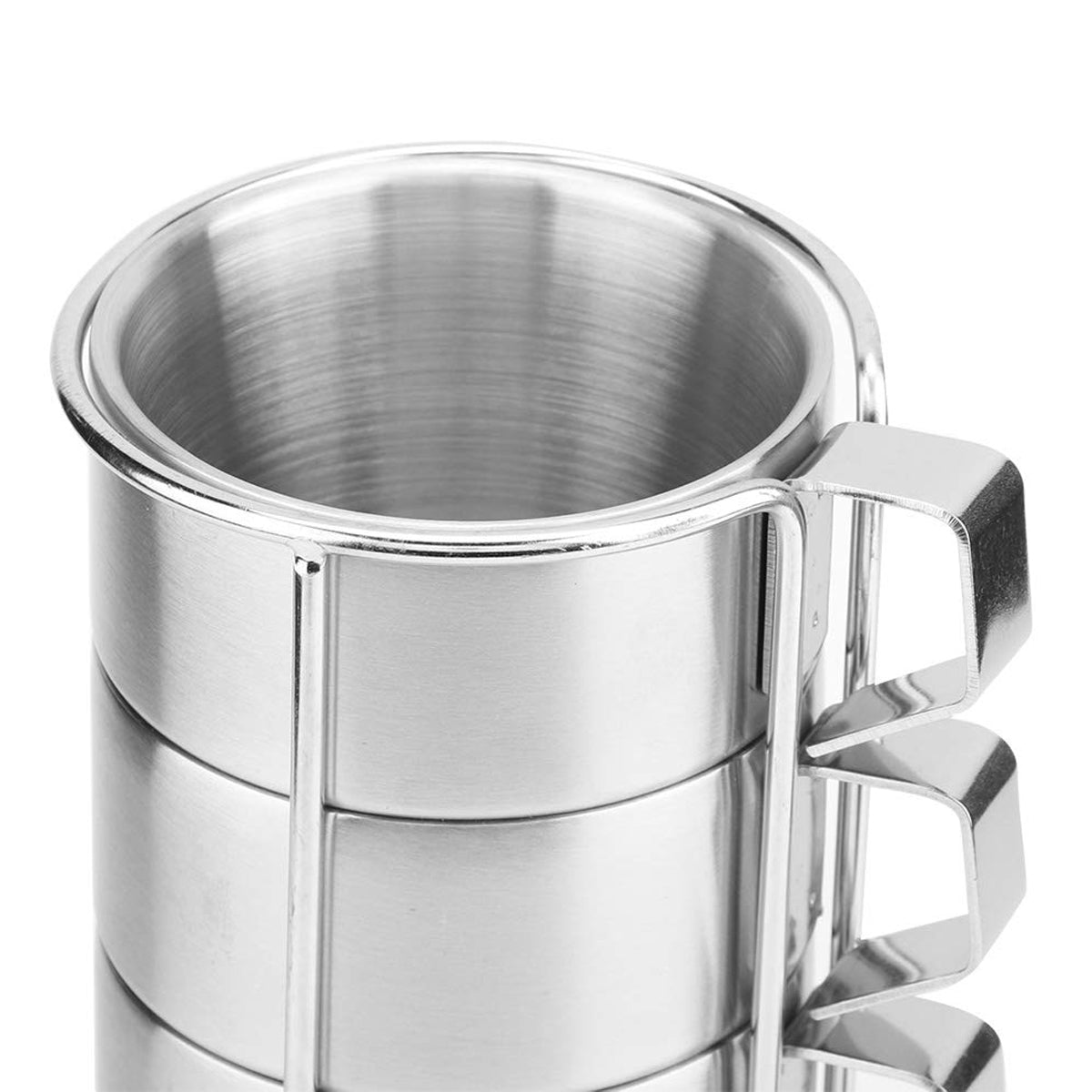 6pcs Double Wall Stainless Steel Coffee Mugs with Holder