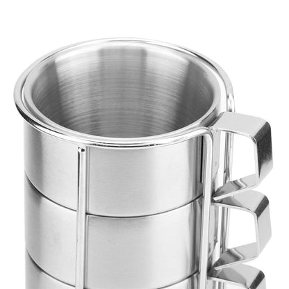 6pcs Double Wall Stainless Steel Coffee Mugs with Holder