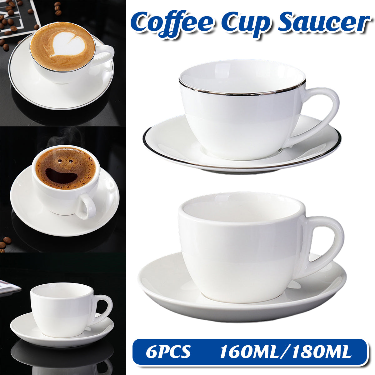 6 Piece Ceramic Coffee Cup and Saucer Set Apricot Tea