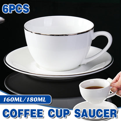 6 Piece Ceramic Coffee Cup and Saucer Set Apricot Tea