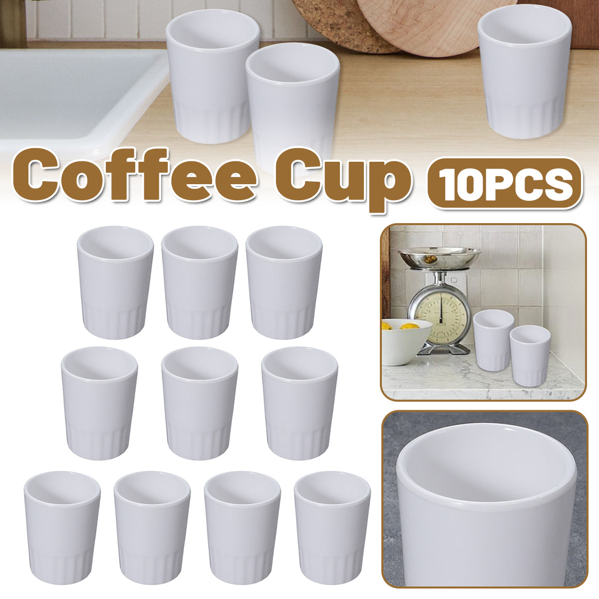 10 Pcs Shatterproof Melamine Tumbler Mugs White Durable
