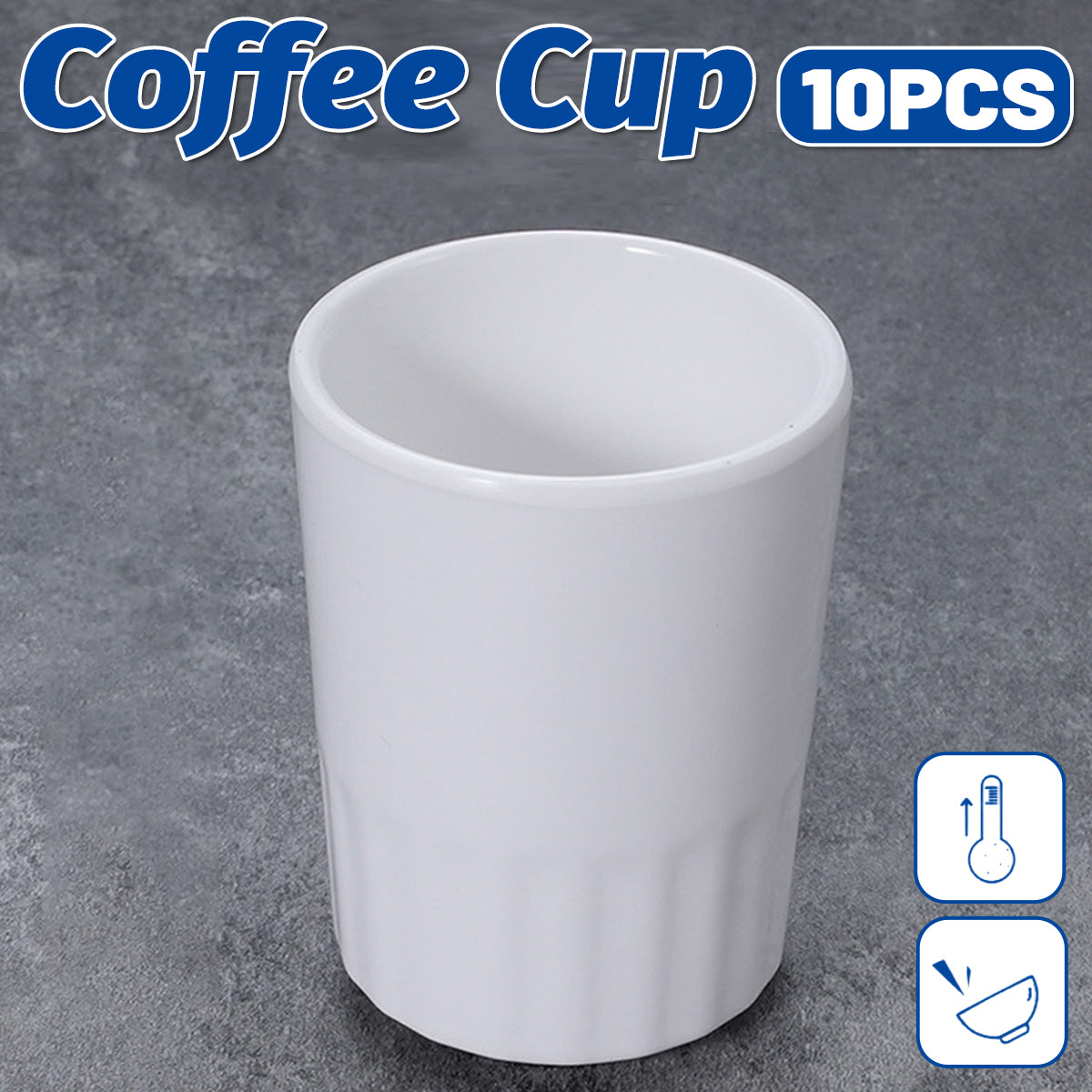 10 Pcs Shatterproof Melamine Tumbler Mugs White Durable