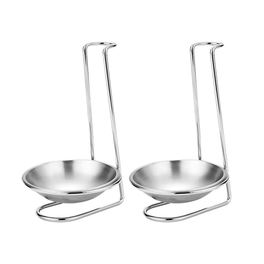 2 Pcs Stainless Steel Soup Spoon Colander Stand with Tray