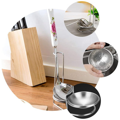 2 Pcs Stainless Steel Soup Spoon Colander Stand with Tray