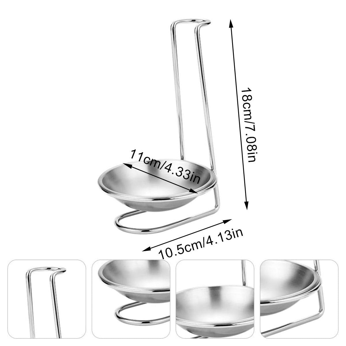 2 Pcs Stainless Steel Soup Spoon Colander Stand with Tray