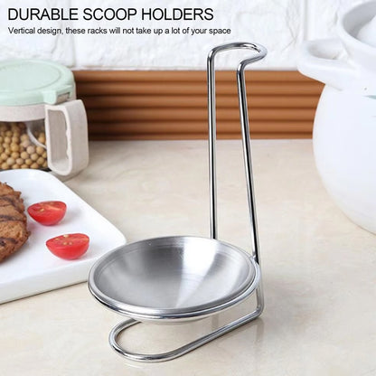 2 Pcs Stainless Steel Soup Spoon Colander Stand with Tray