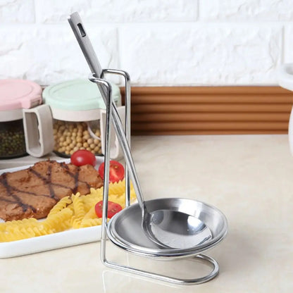 2 Pcs Stainless Steel Soup Spoon Colander Stand with Tray
