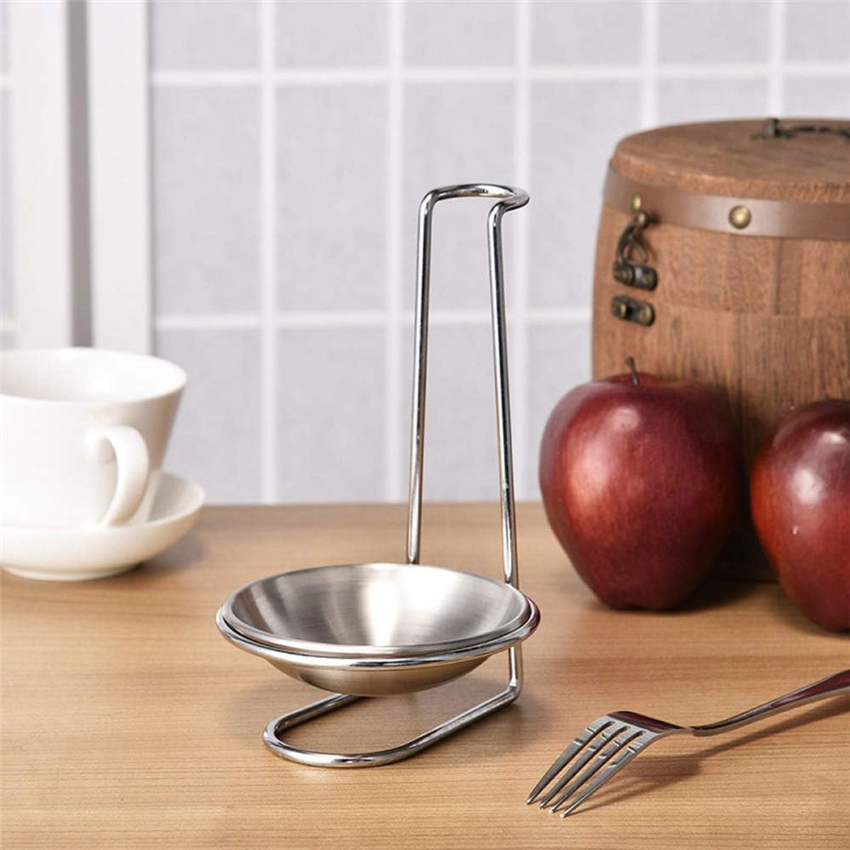2 Pcs Stainless Steel Soup Spoon Colander Stand with Tray