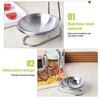 2 Pcs Stainless Steel Soup Spoon Colander Stand with Tray