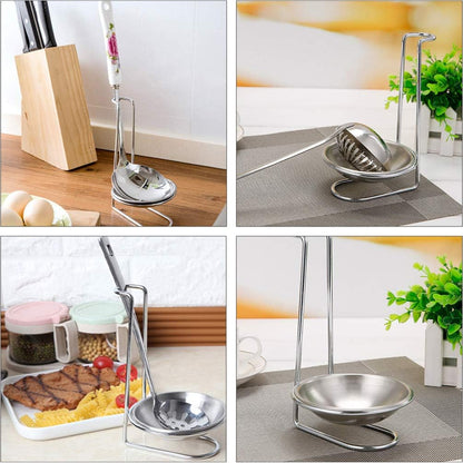 2 Pcs Stainless Steel Soup Spoon Colander Stand with Tray