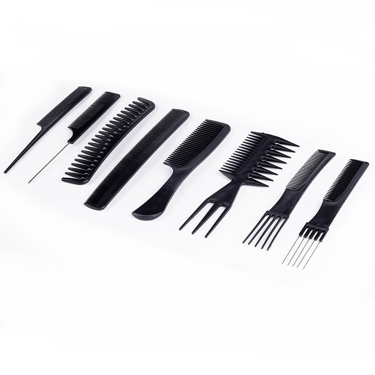 10PCS Hair Styling Cutting Comb Set Plastic Pointed Tail Comb with Steel Needle