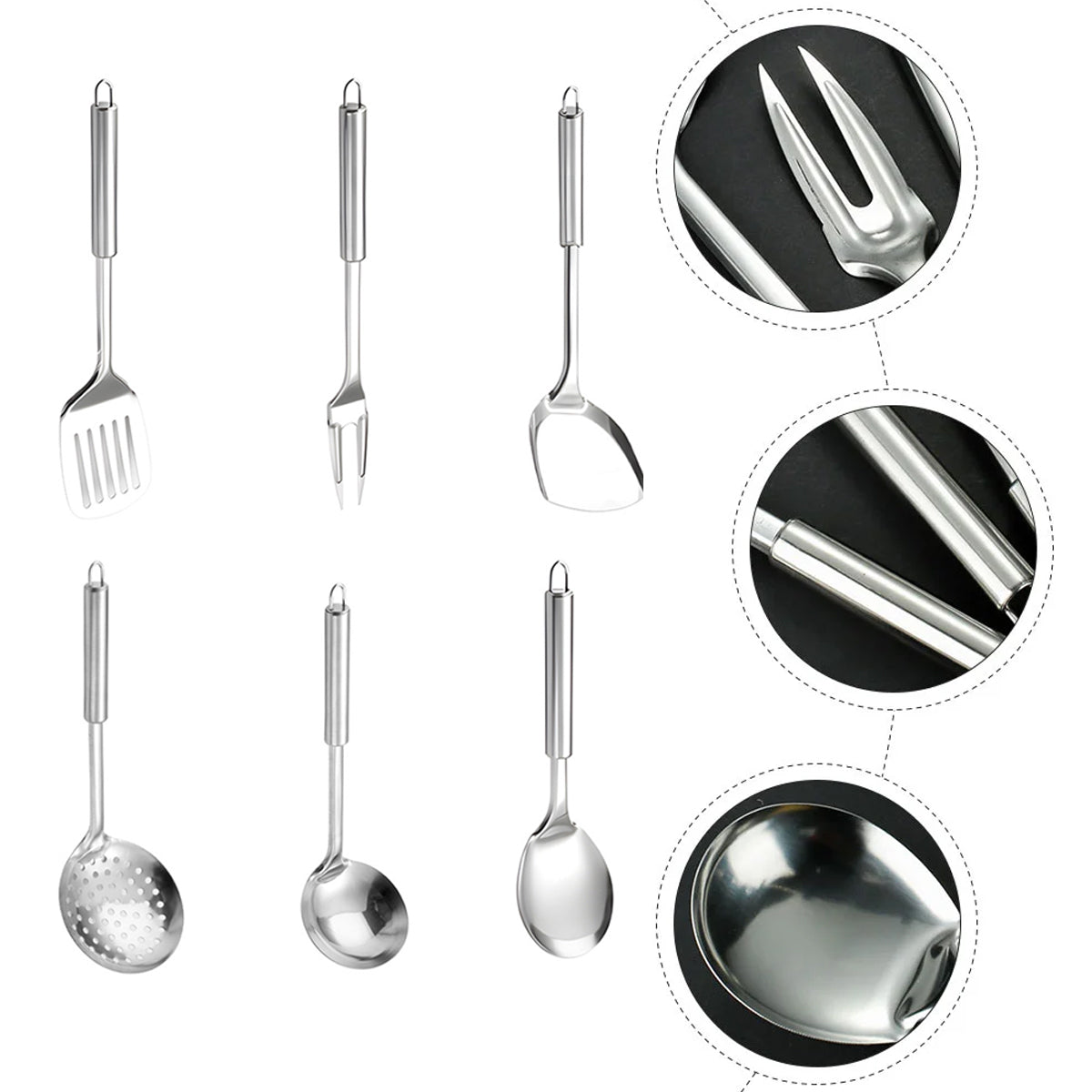 6 Piece Stainless Steel Kitchen Spatula Utensil Set Magnetic