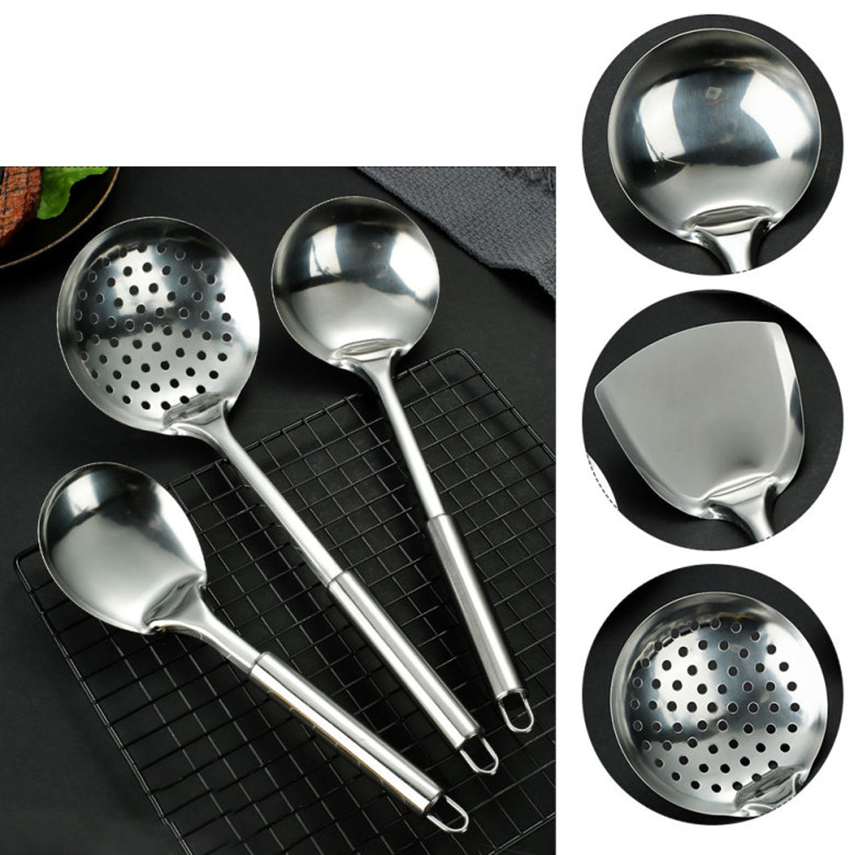 6 Piece Stainless Steel Kitchen Spatula Utensil Set Magnetic